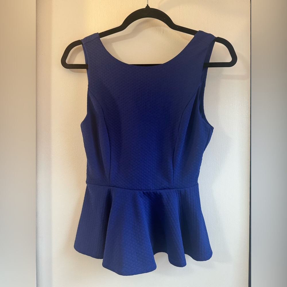 Forever 21 Royal Blue Peplum Top Ribbed Women's Small